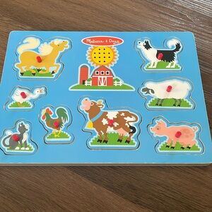 Melissa & Doug Blue Farm Animal Peg Puzzle